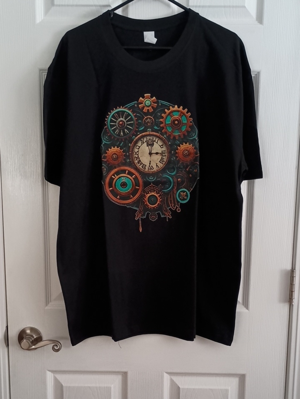 New! Steampunk Graphic Gears Vintage Clock 2XL Black T-shirt (f800)